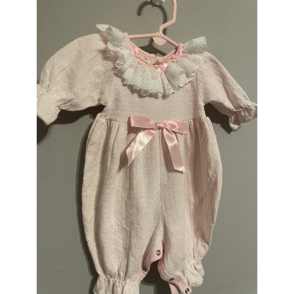 Vtg Buster Brown Baby Girl One Piece Outfit Pink Lace‎ Size 0-3 Months - Picture 2 of 6